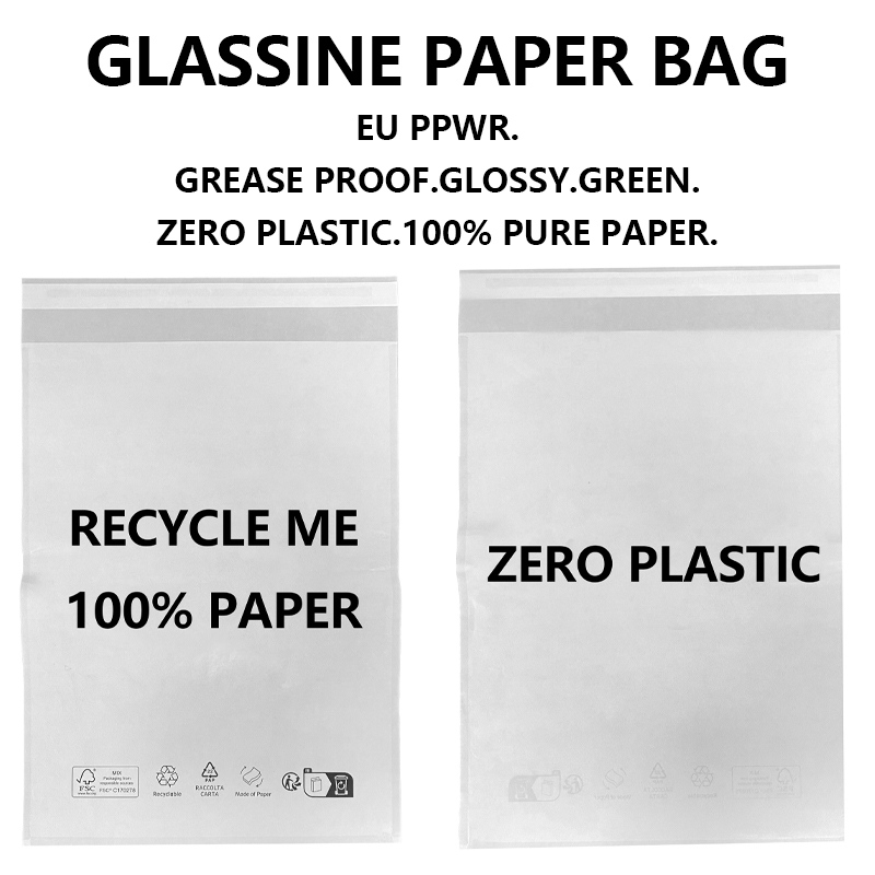 Brugerdefineret EU PPWR-kompatibel Glassine-papirpose Plastfri genanvendelig emballageproducent