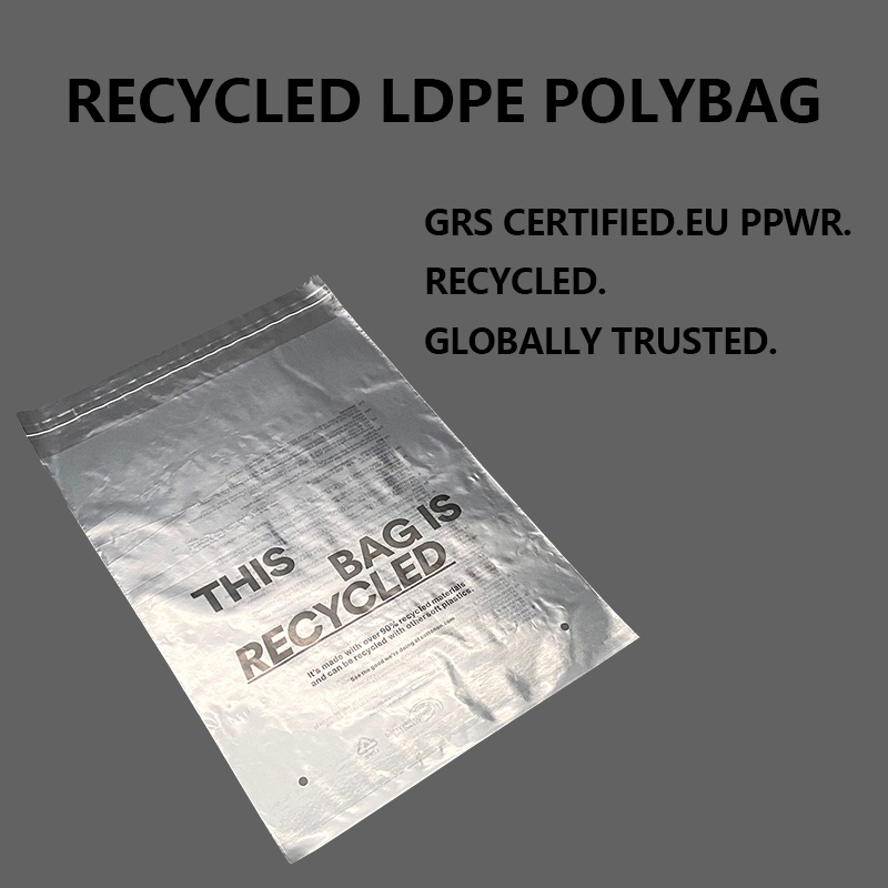 Brugerdefineret GRS genanvendt LDPE polybag til beklædning og e-handelsemballage