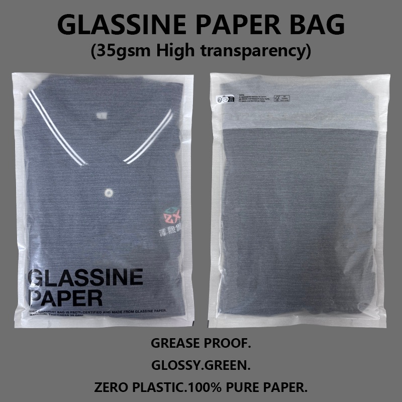 Custom High Transparency Glassine Papir Garment Bag